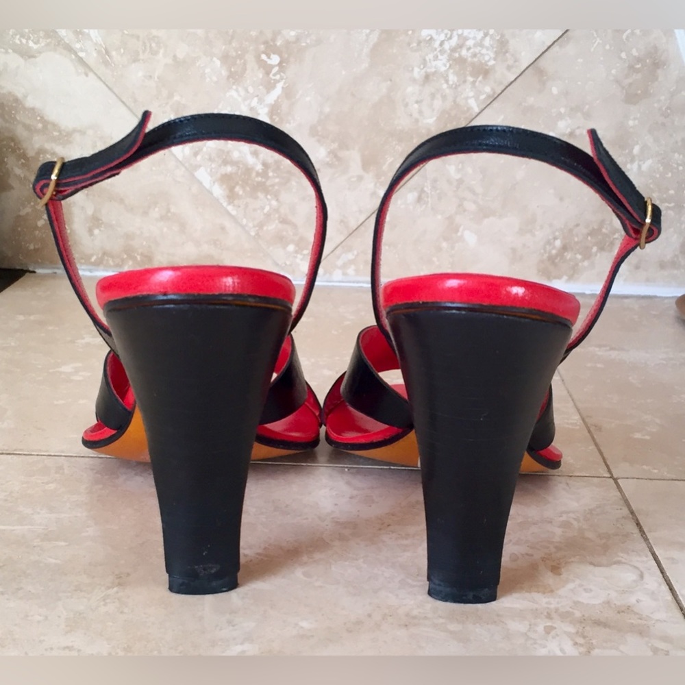 Giancarlo Paoli Black Leather Slingback Sandals, Size 37.5 - Picture 4 of 5